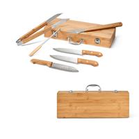 BOTTURA. Kit churrasco em estojo de bambu com 6 peças em aço inox e bambu - 93844