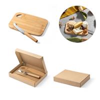 Conjunto de tábua de corte e pequena faca de queijo em bambu - 94028
