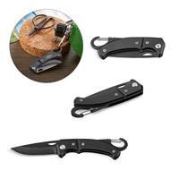 Canivete Personalizado em Aço Inox com Mosquetão e Trava de Segurança – Brinde Corporativo Premium