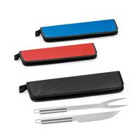Kit churrasco em estojo em 210D com 2 utensílios em aço inox - 94136