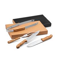 ALIOLI KING. Kit churrasco em caixa kraft com 4 peças em aço inox e bambu - 94140