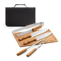 Kit Churrasco Personalizado com Tábua de Bambu e Utensílios em Aço Inox – Brinde Corporativo Premium