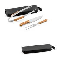 Kit Churrasco Personalizado com 3 Peças em Aço Inox e Madeira – Brinde Corporativo Gourmet