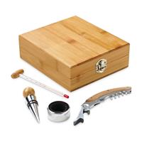 Conjunto para vinho em bambu e zinco