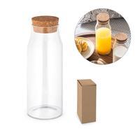 Garrafa de Vidro Borossilicato Personalizada 1L com Tampa de Cortiça Brinde Corporativo Sustentável Premium