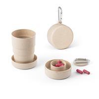 Copo de Viagem Retrátil Personalizado em Fibra de Bambu 210ml com Mosquetão – Brinde Corporativo Sustentável