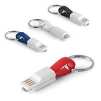Cabo USB Personalizado 2 em 1 com Chaveiro – Brinde Corporativo Tecnológico Portátil