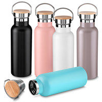 Garrafa Térmica Inox 500ml Personalizada com Tampa em Bambu e Acabamento Fosco – Squeeze Corporativo Premium