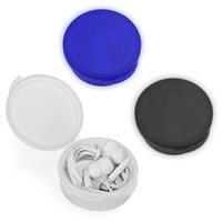 Fone de Ouvido Intra-Auricular Personalizado com Estojo Redondo – Brinde Tecnológico Promocional