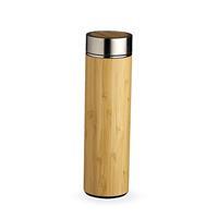 Garrafa Térmica de Bambu e Inox 500ml Personalizada com Infusor – Brinde Corporativo Sustentável