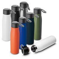 Garrafa Térmica Inox 550ml Personalizada Brilhante com Corda de Transporte – Squeeze Corporativo Premium