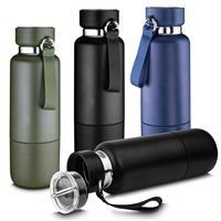 Garrafa Térmica Inox 500ml Personalizada com Copo Rosqueável e Mosquetão – Squeeze Corporativo Multifuncional Premium