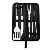 Kit Churrasco Personalizado 4 Peças Inox com Estojo Nylon – Espátula, Garfo, Faca e Pegador Brinde Corporativo Premium
