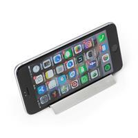 Suporte de Celular Personalizado em Inox Brilhante - Porta Celular Corporativo para Mesa