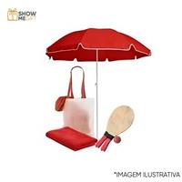 Kit Verão Personalizado Guarda-Sol e Frescobol Para Brindes