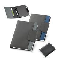 Caderno Executivo Personalizado A5 com Capa em Couro Sintético e Poliéster, Fecho Magnético e Bloco Removível