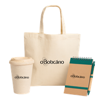 Kit Sustentável com Copo Fibra de Bambu, Bloco Ecológico e Sacola Algodão Orgânico