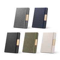 Caderno A5 em tecido poliéster 100% reciclado (100% rPET) com folhas pautadas - 93585