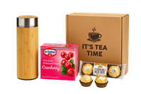 Kit Chá Premium com Garrafa Térmica de Bambu, Ferrero Rocher e Dr. Oetker