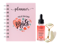 Kit SPA com Planner, Rolo Massageador com Gua Sha, Sérum Facial