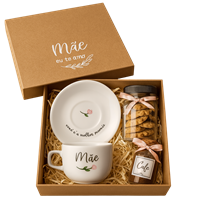 Kit Café com Xícara, Bolachinhas e Caixa MDF