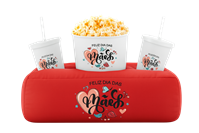 Kit Cinema com Almofada de Colo, Balde de Pipoca e Copos com Canudo