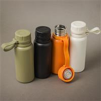 Garrafa Térmica Inox 600ml Personalizada com Alça de Silicone e Vedação Antivazamento – Squeeze Corporativo Premium