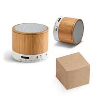 Caixa de Som Bluetooth Personalizada em Bambu com Microfone - Speaker Sustentável Corporativo