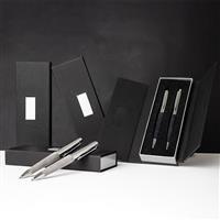 Kit Executivo Personalizado Caneta e Lapiseira Metal Prata com Estojo Premium e Placa para Gravação