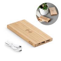 Power Bank Personalizado 5.000mAh em Bambu com Carregamento Wireless 15W – Brinde Corporativo Sustentável