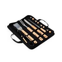 Kit Churrasco Personalizado Premium com 10 Peças em Inox e Madeira + Estojo em Nylon – Brinde Corporativo Completo