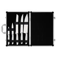 Kit Facas Gourmet Personalizado com Maleta de Alumínio – Brinde Corporativo Premium 5 Peças em Aço Inox