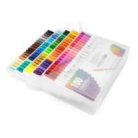 Kit 100 Canetinhas Coloridas Personalizadas com Estojo e Alça - Brinde Corporativo Criativo Premium para Empresas