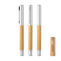 ELYSIA. Roller em aço inox 90% reciclado e bambu com tampa e escrita em azul - 91776