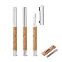 Caneta Roller Sustentável em Aço Inox Reciclado com Detalhes em Cortiça