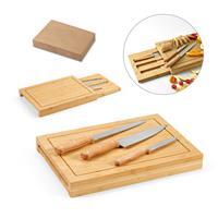 Kit Tábuas de Corte Personalizadas em Bambu com 3 Facas – Brinde Corporativo Gourmet Premium