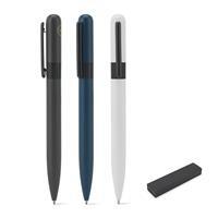 DANTAS. Esferográfica em metal 60% reciclado com design arredondado e escrita em preto - 51974