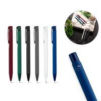 Caneta Personalizada em Alumínio 100% Reciclado com Acabamento Emborrachado – Escrita Azul 1,5km