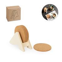 Kit Porta Copos Personalizado em Madeira com Bases em Cortiça - Brinde Corporativo Sustentável