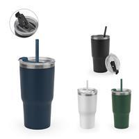 Copo Térmico Personalizado 600ml em Aço Inox Reciclado com Canudo Brinde Corporativo Sustentável Premium