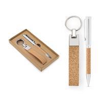 Kit Caneta e Chaveiro Personalizado em Metal e Cortiça – Brinde Corporativo Sustentável