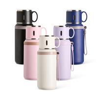 Garrafa Térmica Personalizada 600ml Inox com Infusor, Tampa Caneca e Abertura por Botão