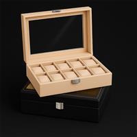 Porta-Relógios Personalizado para 10 Relógios com Visor de Vidro – Brinde Corporativo Premium Texturizado