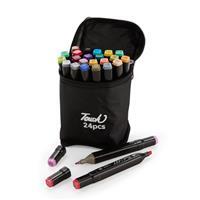 Kit Canetas Marcadoras Personalizadas 24 Cores com Pontas Duplas e Estojo com Zíper – Brinde Criativo Corporativo