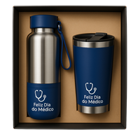 Kit Térmico Dia do Médico com Copo 500ml e Garrafa 1,4L