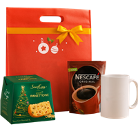 Kit Natal Sacola com Panetone e Caneca