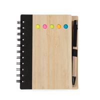 Kit Bloco de Anotações Ecológico em Bambu com Caneta Personalizada e Post-its Coloridos – Brinde Sustentável ESG