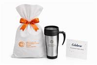 Kit Caneca Inox Personalizada 400ml com Embalagem Presenteável em TNT