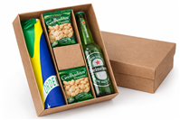 Kit Cerveja Personalizado Copa do Mundo Heineken com Amendoim e Bandeira do Brasil – Brinde Corporativo Futebol