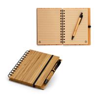 Caderno A5 em bambu com folhas pautadas recicladas - 93485